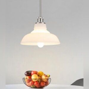 1-Light Farmhouse Metal Hanging Pendant Light Kitchen Island with Glass Cover
